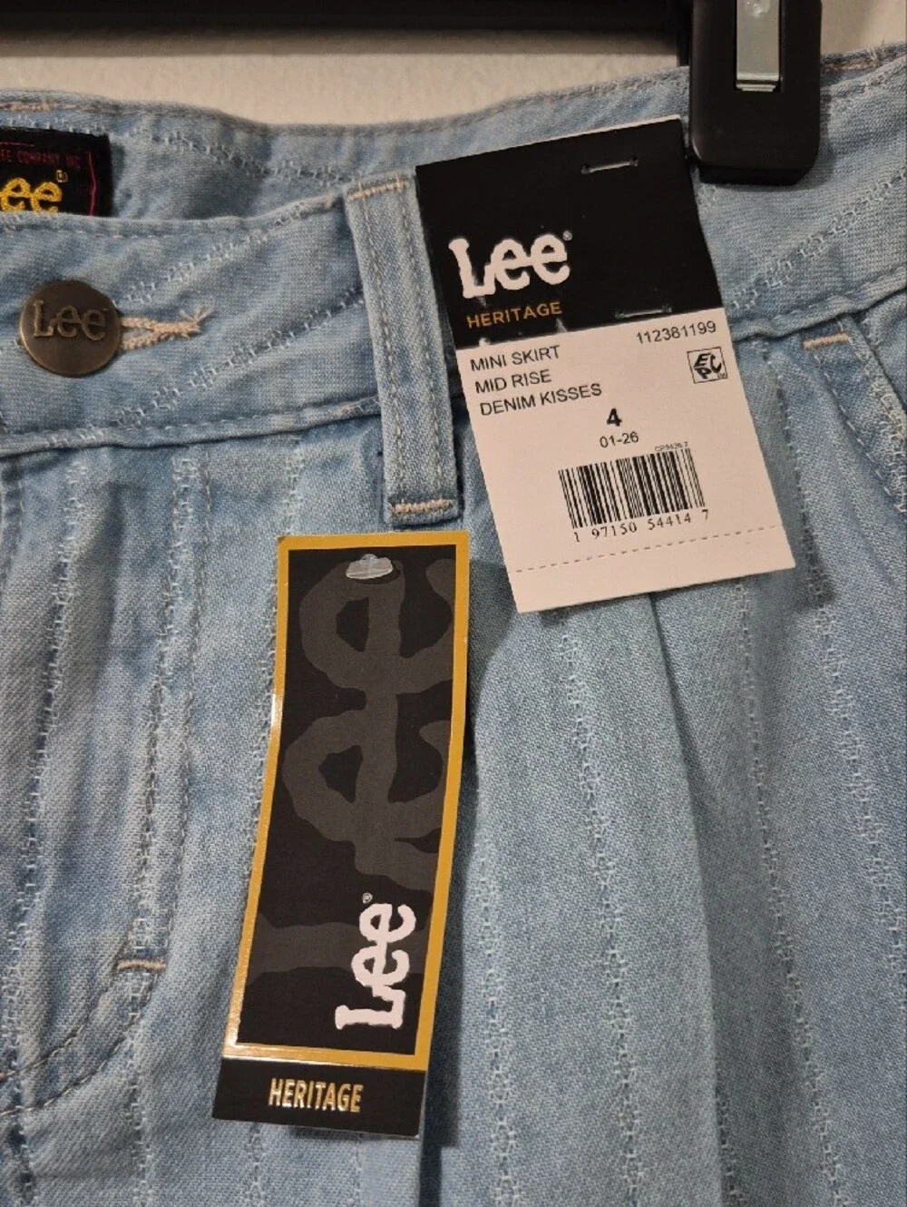 Lee Heritage Pleated Denim Mini Skirt